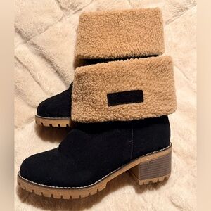 Cozy Black and Tan Winter Boots